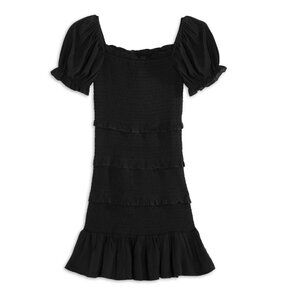 Katie J NYC Girls’ Laila Puff Sleeve Tiered Smocked Dress - Big Kid - Black